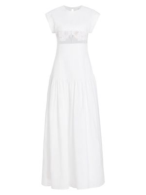 Women's Hanane Linen Lace Maxi Dress - White - Size XS