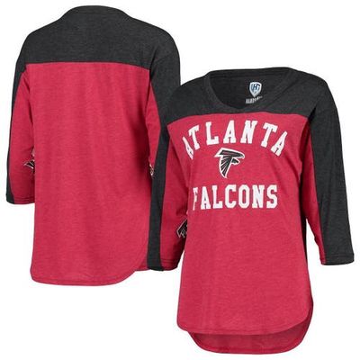 Women's Hands High Red/Black Atlanta Falcons In the Zone 3/4-Sleeve V-Neck T-Shirt