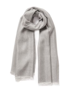 Women's Happy Happy The Summer Cosmos Cashmere & Linen Rectangular Scarf - Pearl - Pearl