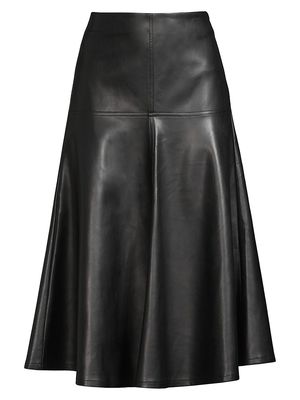 Women's Harley Vegan Leather Midi-Skirt - Black - Size XS