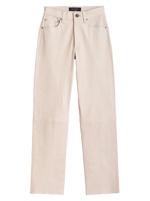 Women's Harlow Mid-Rise Straight-Leg Leather Pants - Stan - Size 31