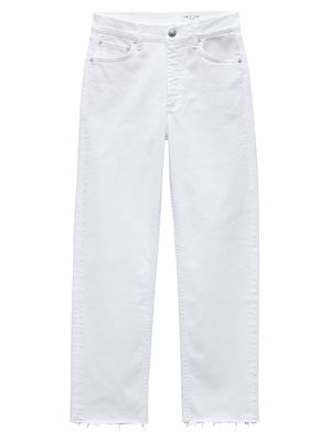 Women's Harlow Stretch Mid-Rise Crop Straight-Leg Jeans - Optic White - Size 25