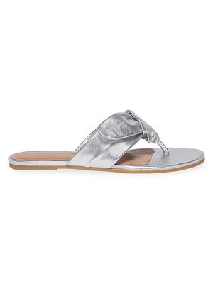 Women's Harmony Metallic Leather Soft Bow Sandals - Silver - Size 6.5