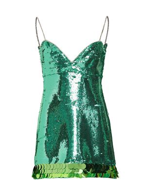 Women's Harper Sequined Mini Dress - Green - Size 12 - Green - Size 12