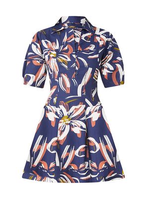 Women's Havanna Floral Mini Shirtdress - Navy Ivory Multi - Size 12