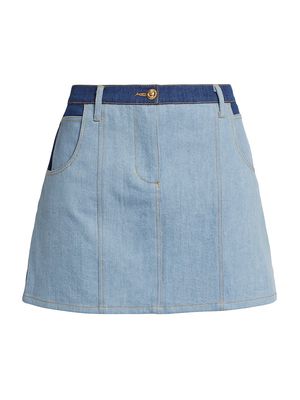 Women's Heart-Pocket Denim Miniskirt - Light Blue - Size 0 - Light Blue - Size 0