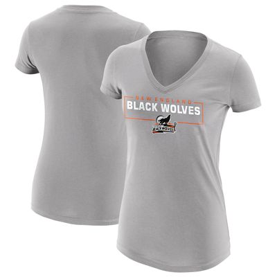 Women's Heather Gray New England Black Wolves Primary Logo V-Neck T-Shirt
