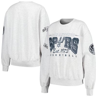 Women's Heather Gray San Antonio Spurs Oversized Pullover Sweatshirt