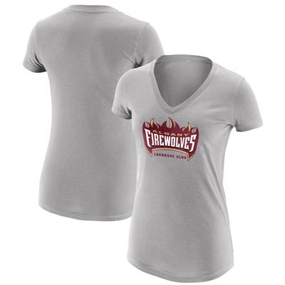 Women's Heathered Gray Albany FireWolves Primary Logo V-Neck T-Shirt