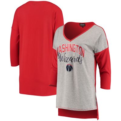 Women's Heathered Gray Washington Wizards Meet Your Match Long Sleeve Tri-Blend V-Neck T-Shirt