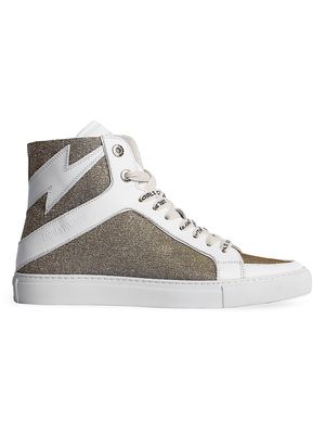 Women's High Flash Sparkle Sneakers - Silver - Size 6 - Silver - Size 6