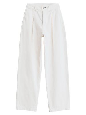 Women's High-Rise Pleated Trousers - Ecru - Size 24