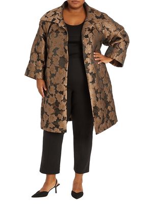 Women's Hillary Jacquard Floral Coat - Black Multi - Size 24