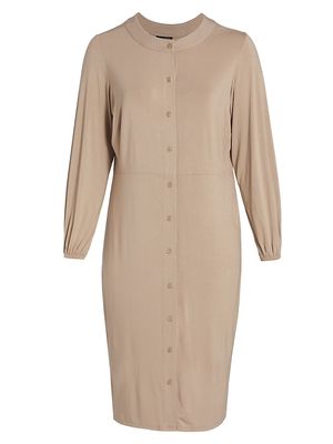 Women's Home Button-Front Duster Dress - Beige - Size 14 - Beige - Size 14
