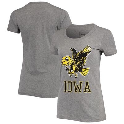 Women's Homefield Heathered Gray Iowa Hawkeyes Vintage Herky Tri-Blend T-Shirt in Heather Gray