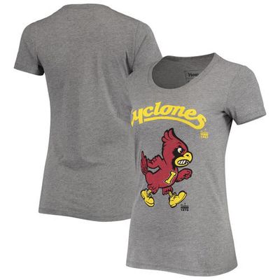 Women's Homefield Heathered Gray Iowa State Cyclones Vintage Marching Tri-Blend T-Shirt in Heather Gray