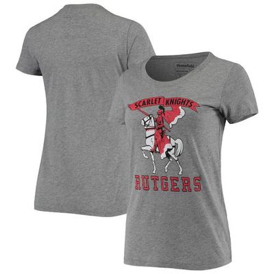 Women's Homefield Heathered Gray Rutgers Scarlet Knights Vintage Tri-Blend T-Shirt in Heather Gray