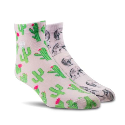 Women's Horse/Cactus Print Ankle Socks 2 Pair Multi Pack in Pale Pink, Size: OS by Ariat