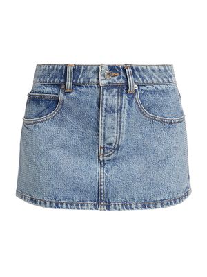 Women's Hotfix Crystal Denim Micro Miniskirt - Vintage Light Indigo - Size 27