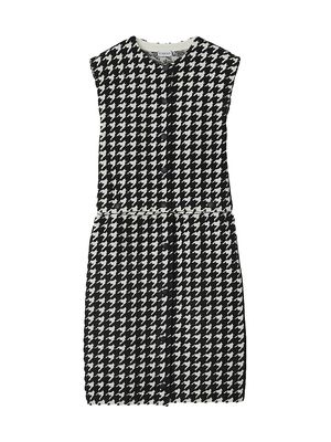 Women's Houndstooth Sheath Minidress - Black Pattern - Size Large