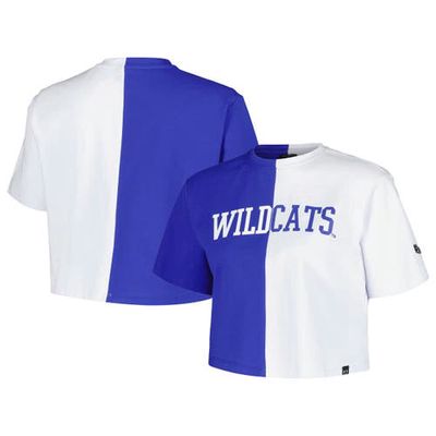 Women's Hype and Vice Royal/White Kentucky Wildcats Color Block Brandy Cropped T-Shirt