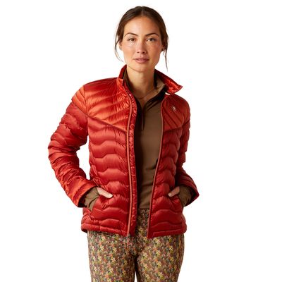 Women's Ideal Down Jacket in Iridescent Red Ochre Burnt Bri, Size: XS by Ariat
