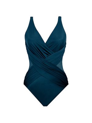 Women's Illusionists Crossover One-Piece Swimsuit - Nova Blue - Size 16W - Nova Blue - Size 16W