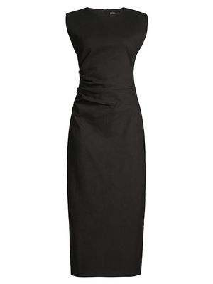 Women's Iman Sleeveless Cotton-Blend Midi-Dress - Black - Size XS