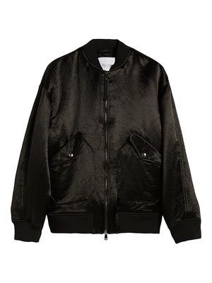 Women's Imelde Quilted Satin Bomber Jacket - Black - Size 2