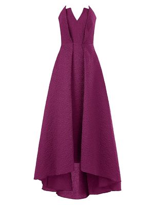 Women's Imogen Strapless High-Low Jacquard Gown - Wineberry - Size 2