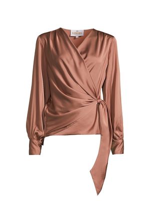 Women's Ines Satin Wrap Blouse - Caramel - Size XS