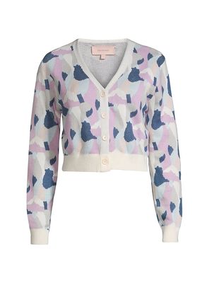 Women's Intarsia Camo Cardigan Sweater - Pink - Size Small - Pink - Size Small