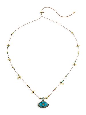 Women's Iris 24K Gold-Plate Beaded Multi-Stone Necklace - Turquoise - Turquoise