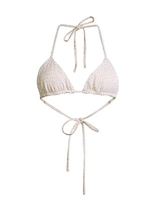 Women's Ischia Jacquard Triangle Bikini Top - White - Size 4 - White - Size 4