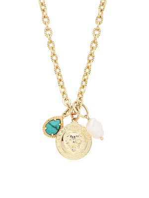 Women's Italian Summer Sicily 18K Gold-Plated, Pearl & Turquoise Pendant Necklace - Gold - Gold