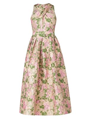 Women's Ivanna Floral Sleeveless Midi-Dress - Champange Blush - Size 8