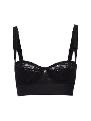 Women's Jacquard Logo Balconette Bra - Nero - Size Medium