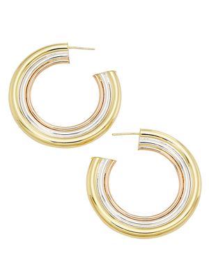 Women's Jada Tri-Tone Sterling Silver Hoop Earrings - Silver