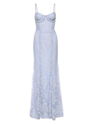 Women's Jasmine Bustier Lace Gown - Periwinkle - Size Medium