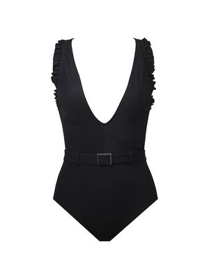 Women's Jelly Beans Cinched One-Piece Swimsuit - Black - Size Large - Black - Size Large