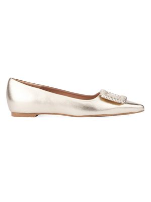 Women's Jena Metallic Leather Flats - Platino - Size 12