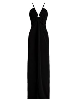 Women's Jersey Cut-Out Ruched Gown - Black - Size 0