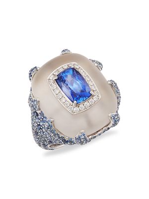 Women's Jewel De Artiste 18K White Gold, Blue Sapphire & Diamond Ring - Blue - Size 6.5 - Blue - Size 6.5
