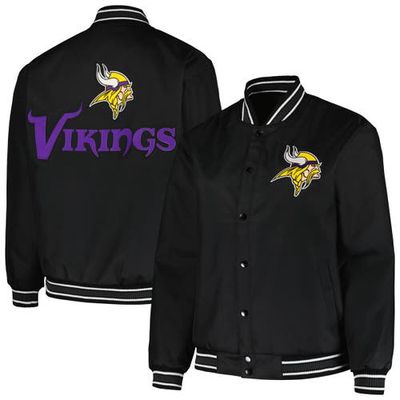 Women's JH Design Black Minnesota Vikings Plus Size Full-Snap Jacket