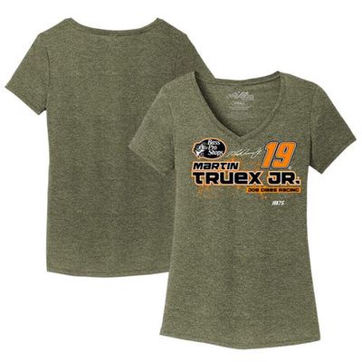 Women's Joe Gibbs Racing Team Collection Heather Green Martin Truex Jr V-Neck T-Shirt