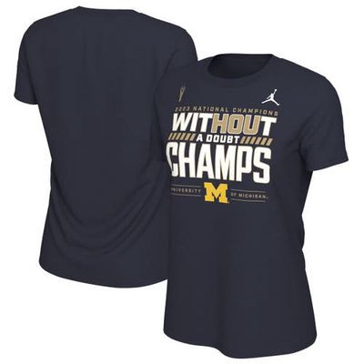 Women's Jordan Brand Navy Michigan Wolverines College Football Playoff 2023 National Champions Locker Room T-Shirt