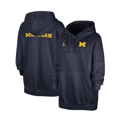 Women's Jordan Brand Navy Michigan Wolverines Sideline Two-Hit Club Fleece Pullover Hoodie