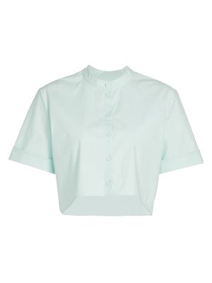 Women's Jude Cropped Stretch Poplin Shirt - Glacier - Size 0