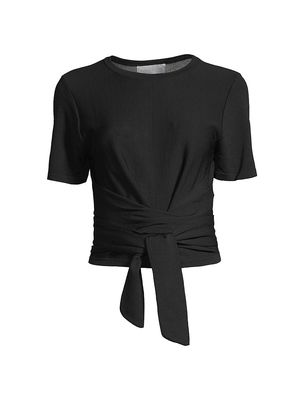 Women's Jude Tie-Front Blouse - Black - Size XS