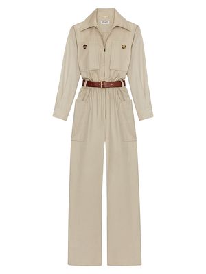 Women's Jumpsuit in Cotton Twill - Beige Clair - Size 4